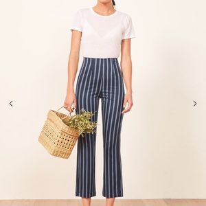 Reformation Marlon Venice Stripe Blue Pant